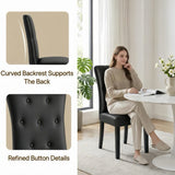 Alivio Set of 2 PU Leather Dining Chairs with Solid Rubberwood Legs, Black