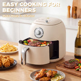 Alivio Cream Manual Air Fryer, 80–200°C Temperature Settings, 30-Minute Timer for Everyday Cooking