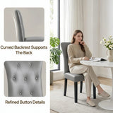 Alivio Set of 2 PU Leather Dining Chairs with Solid Rubberwood Legs, Grey