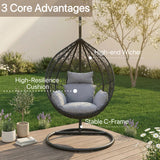Alivio Rattan Big Basket Hanging Egg Chair with Cushions (Grey)