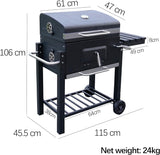 Smoker BBQ Barbecue Grill Roaster Charcoal, Portable BBQ with Lid Cover, Adjustable Grill and Built-in Temperature Gauge