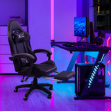 360 Degree Swivel Gaming Chair with Footrest Lumbar Support Back Support - Black