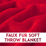 Alivio Faux Fur Mink Throw Luxury Super Soft Plain Bed Sofa Settee Throw Blanket- Large - Red
