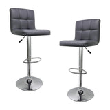 2x 360 Degree Swivel PU Leather Luxury Bar Stools - Grey