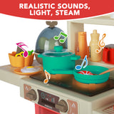 Alivio Kids Kitchen Playset Toys with Sound, Lights, Stove & Sink (Pink)