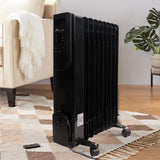 Digital 9 Fin Portable Electric Oil Filled Radiator with LED Display, Timer, 3 Heat Settings, Safety Cut-Off & Remote Control