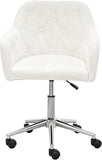Alivio Velvet Accent Tufted Adjustable Office Chair with Chrome Base (White)