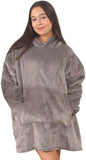 Alivio Oversized Women Fleece Hoodie Blanket Giant Wearable Adults (Grey)