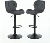 Alivio Adjustable Swivel Bar Stool with Backrest & Footrest (Set of 2, Velvet Dark Grey)