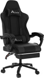 Alivio Ergonomic Gaming Chair with Massage Lumbar Cushion & Retractable Footrest, PU Leather Video Game Chair (Black)