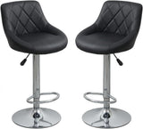 Alivio Set of 2 Modern Chrome Bar Stools, Bar Counter, Restaurant, Dining Room Chairs (Black, Pack of 2)
