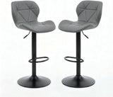 Alivio Adjustable Swivel Bar Stool with Backrest & Footrest (Set of 2, Dark Grey)