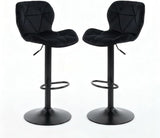 Alivio Adjustable Swivel Bar Stool with Backrest & Footrest (Set of 2, Velvet Black)