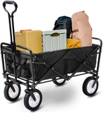 Alivio Heavy Duty Foldable Garden Trolley Cart - Large Outdoor Wagon Cart with 70kg Capacity, Collapsible Utility Trolley for Beach, Camping & Shopping (Black)