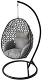 Alivio Rattan Hanging Egg Chair Basket Chair with Cushions, Swing Egg Chair for Indoor Outdoor Patio Garden 94.5 x 194.5cm, Weather Resistant Free Standing Egg Chair 150kg Capacity
