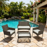 Alivio 4 Piece Rattan Sofa Set Patio Furniture with Coffee Table Weather Resistant UV Protected Cushions for Indoor Outdoor Use (Grey)