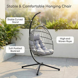 Alivio Folding Egg Chair with Steel Frame, Freestanding Hanging Chair - Premium Swing Chair with Cushion for Indoor Outdoor Patio Garden