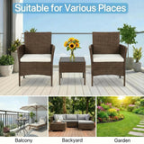 Alivio 3-Piece Outdoor Rattan Wicker Furniture Set with Cushions & Coffee Table (Brown)