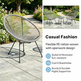 Alivio 2-Seater Acapulco Style Bistro Set with Glass Top Table, Garden Furniture Set (Grey)