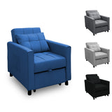 Alivio 3-in-1 Convertible Sofa Bed with Adjustable Backrest Pull-Out Sleeper (Blue)