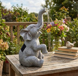 Alivio Solar Elephant Garden Statue with LED Lights, Outdoor Patio Yard Lawn & Porch Ornament Decor (Grey)