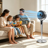 Alivio Silent DC Pedestal Circulator Fan with Remote Control, Adjustable Height, 8 Speeds, 360° Rotation & 12H Timer
