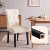 Alivio Set of 2 PU Leather Dining Chairs with Solid Rubberwood Legs, White