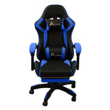360 Degree Swivel Gaming Chair with Footrest Lumbar Support Back Support - Blue