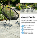 Alivio 2-Seater Acapulco Style Bistro Set with Glass Top Table, Garden Furniture Set (Black)