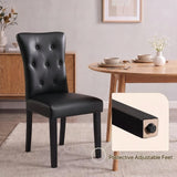 Alivio Set of 2 PU Leather Dining Chairs with Solid Rubberwood Legs, Black