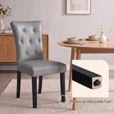 Alivio Set of 2 PU Leather Dining Chairs with Solid Rubberwood Legs, Grey