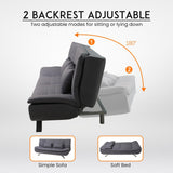 Alivio 3 Seater Sofa Bed with 2 Pillow, Elegant Linen Fabric Recliner Sofa Bed with Steel Legs for Living Room, Guest Room, Office (Grey)