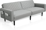 Alivio 3-in-1 Convertible Velvet Sofa Bed with Adjustable Futon Couch (Grey)