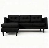 Alivio Modern L-Shaped Sectional Sofa with Movable Chaise (Black)