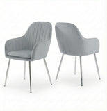 Alivio Velvet Accent Arm Chairs with Metal Legs (Pack of 2,Grey)