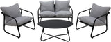 Alivio 4-Seater Outdoor Iron Sofa Set with Cushions & Coffee Table, Modern Garden Patio Furniture (