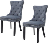Alivio 2-Piece Set Luxury Velvet Dining Chairs with Ring Pull (Grey)