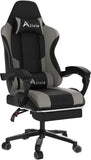 Alivio Ergonomic Gaming Chair with Massage Lumbar Cushion & Retractable Footrest, PU Leather Video Game Chair (Grey)