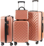 Alivio Lightweight 4-Piece ABS Hard-Shell Luggage Suitcase Set (Rose Gold)