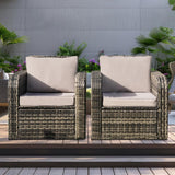 Alivio 9 Seater Rattan Furniture Set Built-In Propane Fire Pit with Anti-UV Cushions (Grey)
