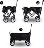 Alivio Heavy Duty Foldable Garden Trolley Cart - Large Outdoor Wagon Cart with 70kg Capacity, Collapsible Utility Trolley for Beach, Camping & Shopping (Black)