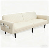 Alivio 3-in-1 Convertible Velvet Sofa Bed with Adjustable Futon Couch (Cream)
