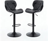 Alivio Adjustable Swivel Bar Stool with Backrest & Footrest (Set of 2, Black)