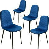 Alivio 4Pc Velvet Dining Chairs Ergonomic Upholstered Seat with Curved Backrest (Blue)