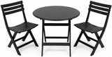 Alivio 3-Piece Folding Bistro Set – Space-Saving Round Patio Table & 2 Chairs, Indoor/Outdoor Balcony & Garden (Black)