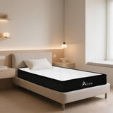 Alivio Single Size Mattress, Breathable Soft Knitted Microfiber Fabric with 7-Zone Strengthening Support (White & Black)