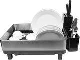 Alivio Dish Drainer Rack, Stainless Steel Dish Rack with Utensil Holder (Silver)