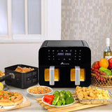 Alivio 9L Double Basket Air Fryer Visual Window Adjustable Temperature (Black)