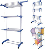 Alivio 4-Tier Clothes Drying Rack, Adjustable Large Stainless Steel Airer (Blue)