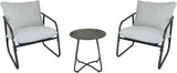 Alivio 3-Piece Outdoor Furniture Set – Iron Bistro Set with Cushions & Round Table (Grey)